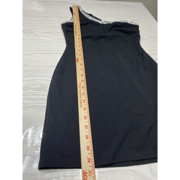 Lulus Luxe Pose Black Rhinestone One-Shoulder Bodycon Mini Dress - Picture 10 of 10